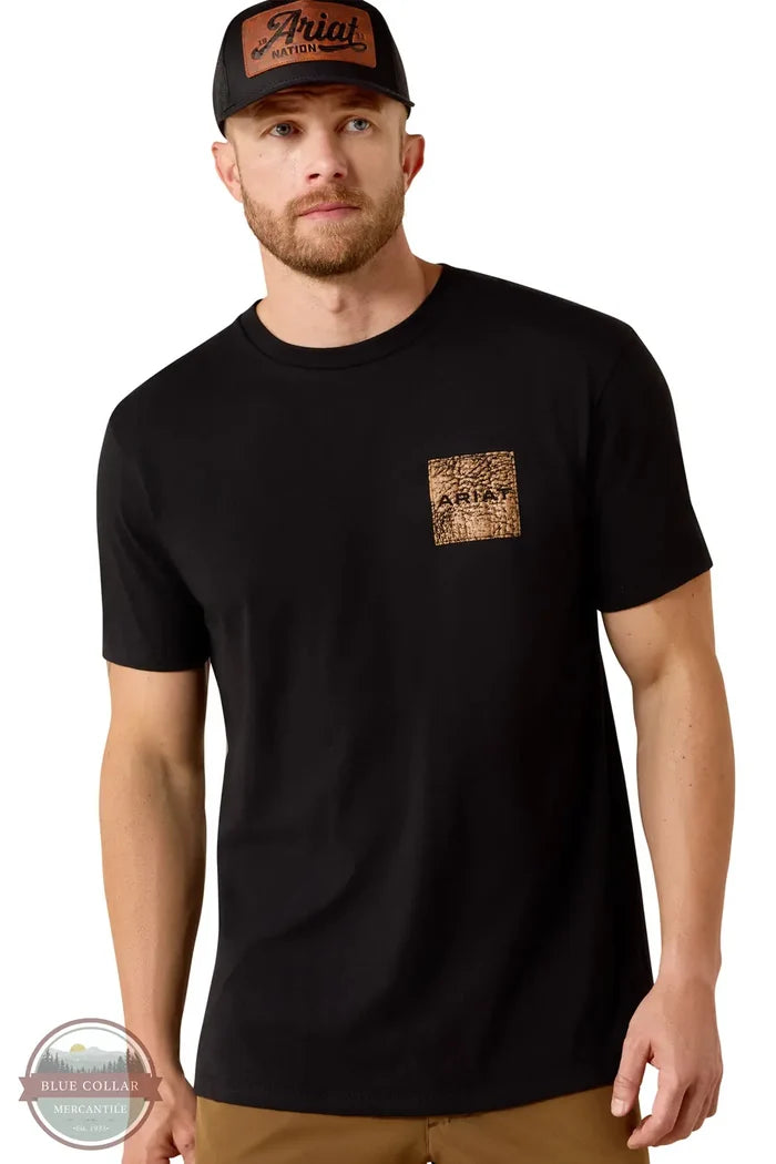 Ariat 10071159 Boot Leather Patch Short Sleeve Tee full front on model image