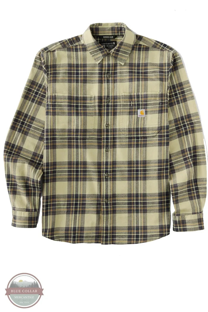 Carhartt 107010-GR9 Rugged Flex Relaxed Fit Midweight Flannel Long-Sleeve Plaid Shirt