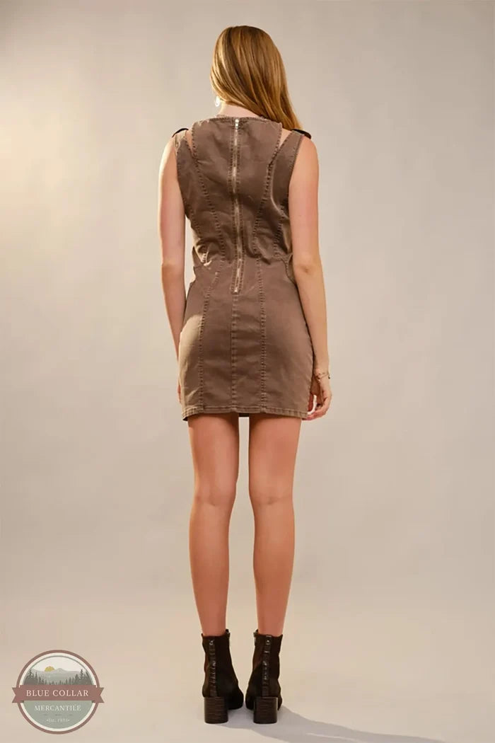 blueb. 52152D Western Buckle Shoulder Denim Dress back view
