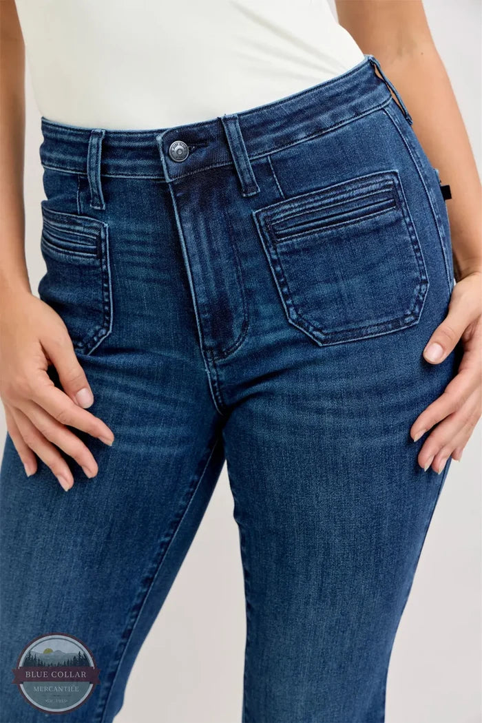 Judy Blue 881079REG Vintage Pocket High Waisted Flare Jean front detail image