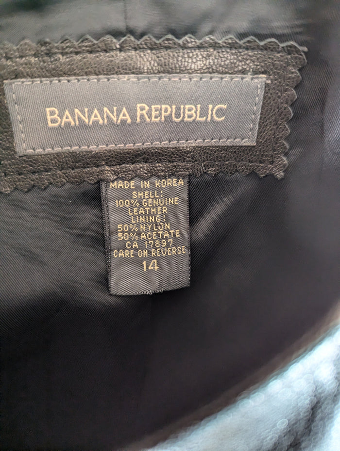 Banana Republic Black Leather Waist Coat 14