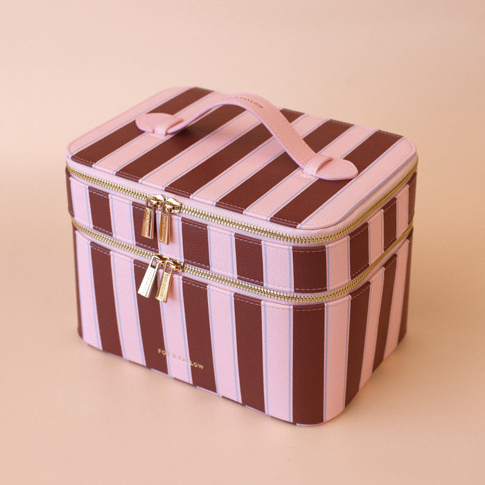 Burgundy Stripe Vanity Case - 'The Classic' - SECONDS