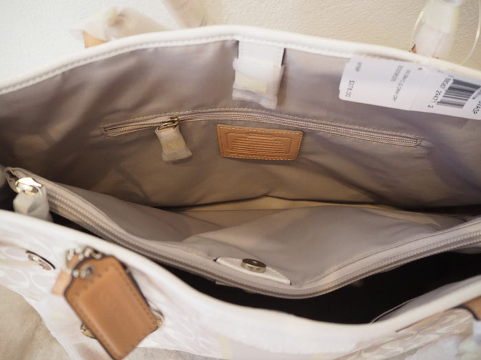 Coach Grey/White Large Tote New with Tags