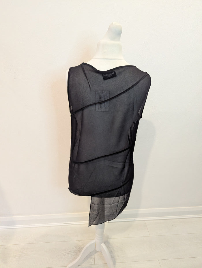 Collusion black sheer sleeveless top 14