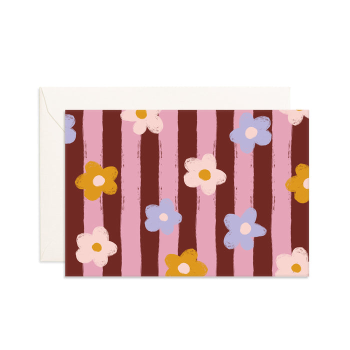 Daisy Stripe Mini Greeting Card