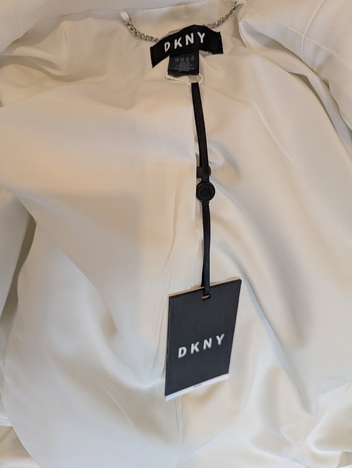 DKNY White Frill front Jacket 14 NWT