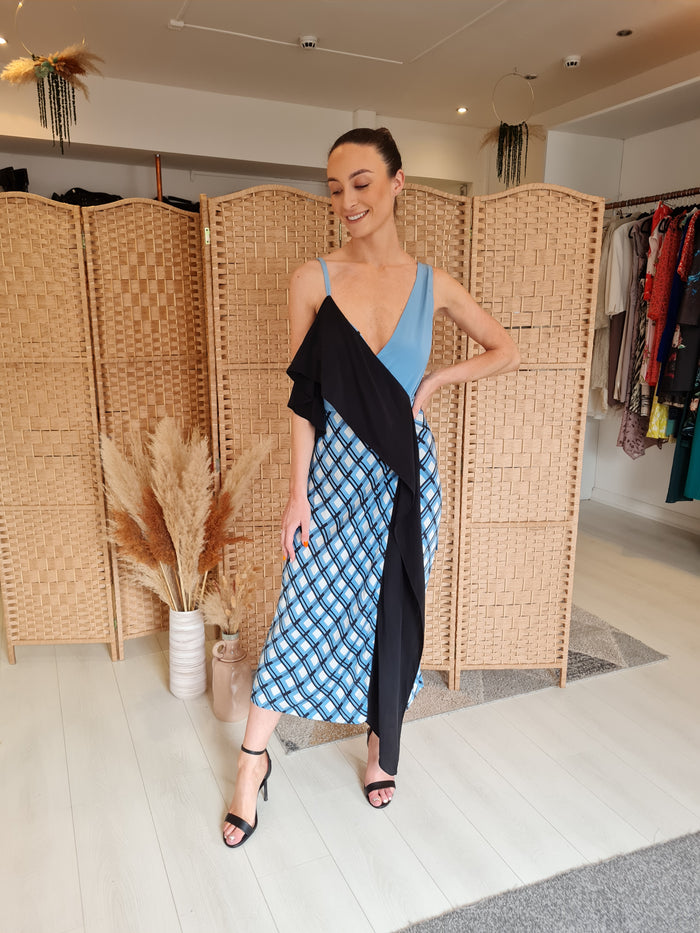 DVF Blue Pattern wrap dress 10