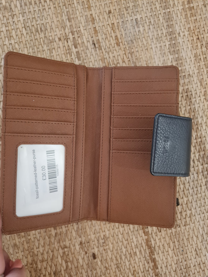 Fossil patterned leather purse