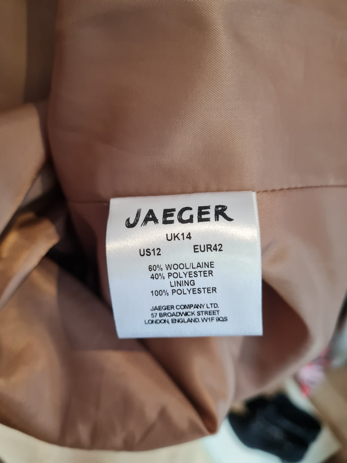 Jaeger Taupe Wool Coat Size 14