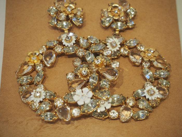 J.Crew Gold /Diamante Stud Hoop Earrings NEW