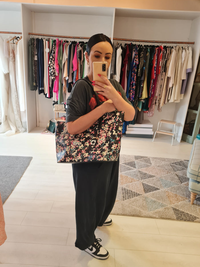 Kate Spade Black/Pink Floral Large Shopper