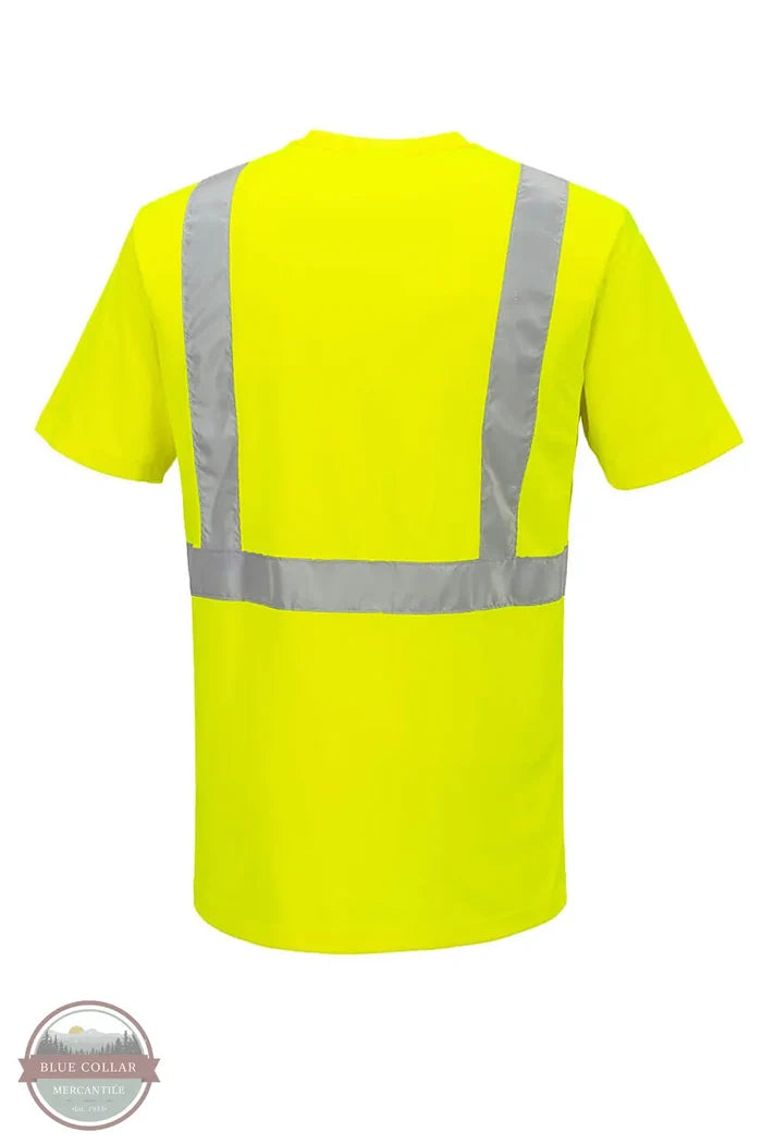 Portwest L041 Hi-Vis Lightweight Short Sleeve Shirt in yellow back view