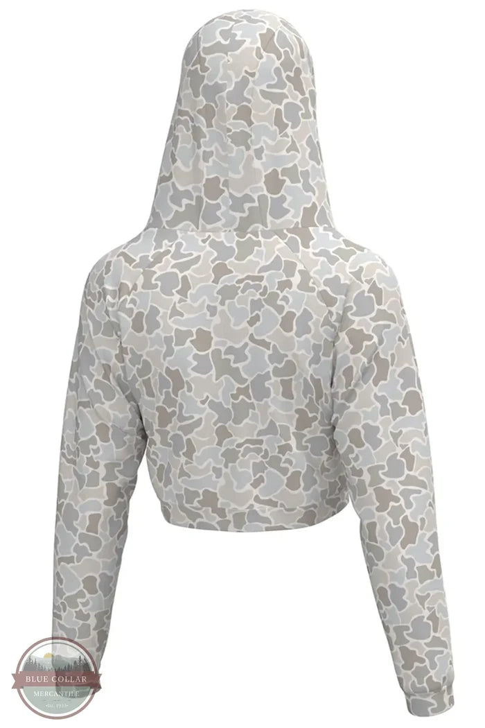 LG Velvet Fleece Cropped Hoodie in Forest Camo Saltwater back view