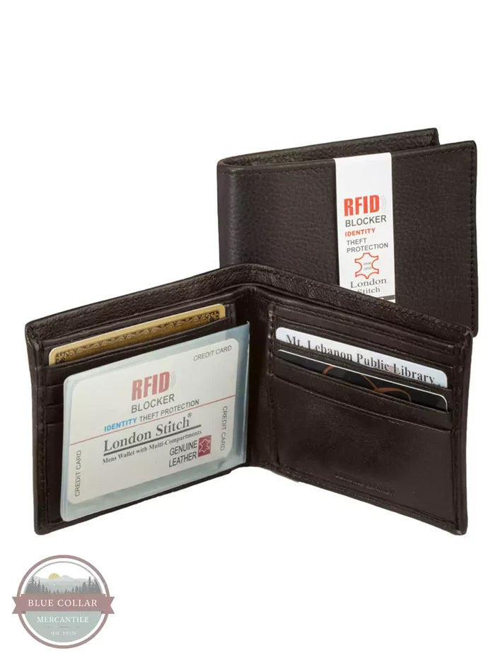 Western Express MIN-51404 RFID Blocker Bi-Fold Wallet Brown Inside Front View