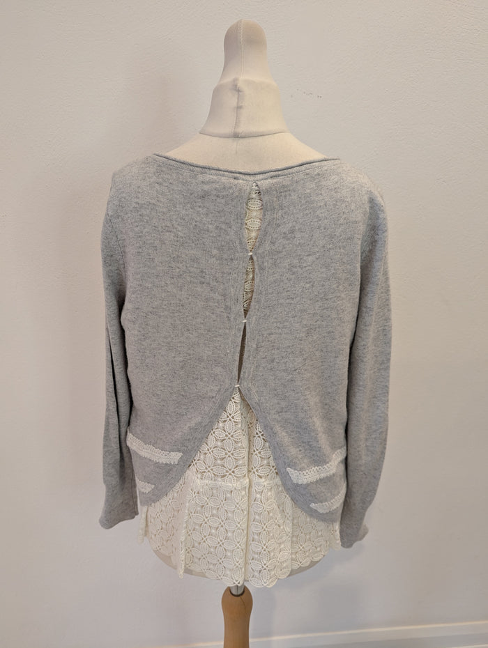 Mint Velvet Grey Lace Trim Jumper 8
