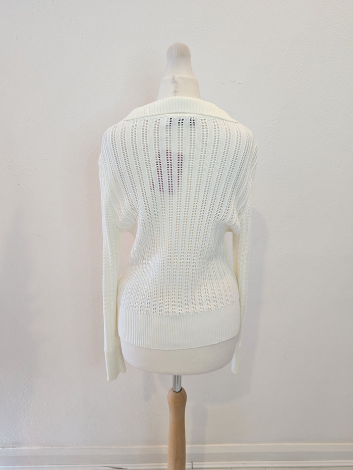 Mint Velvet White Collar Fine Knit S