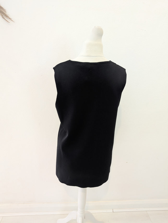 M&S longline Black button Vest 14