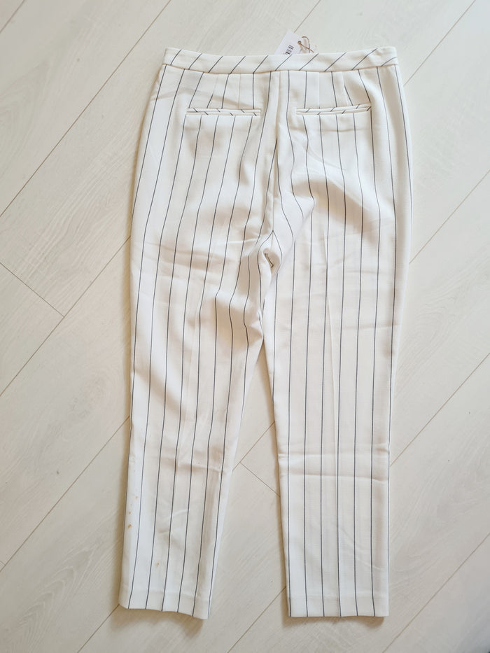 M&S White Pinstripe Trousers Size 10