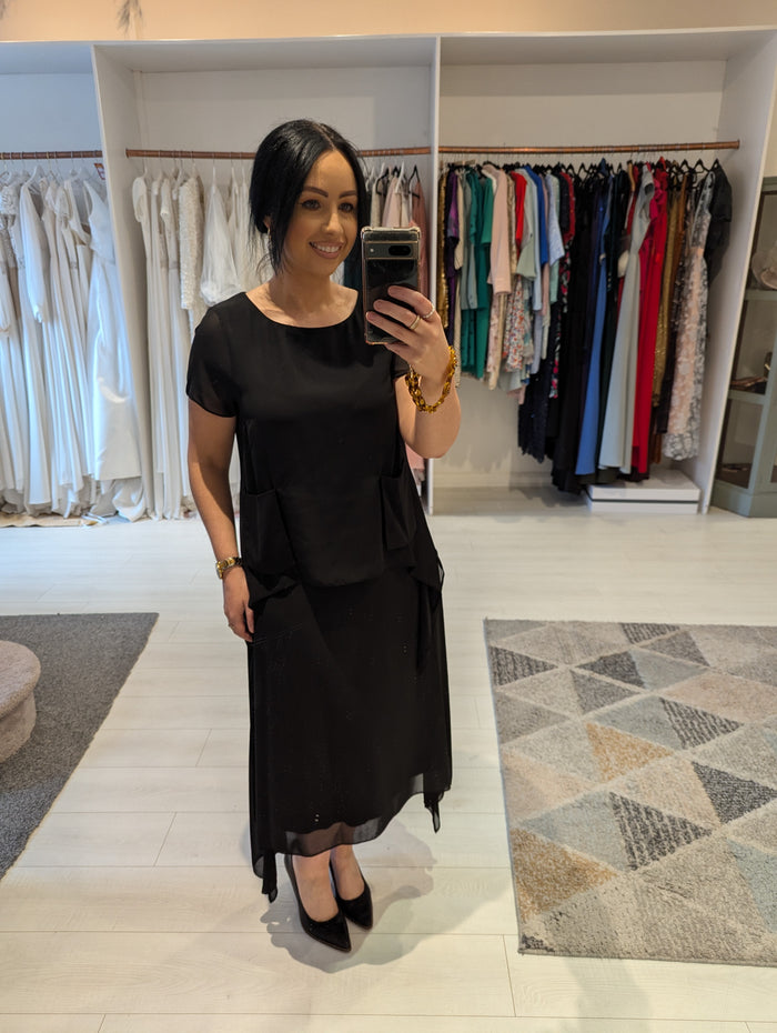 Naya Black Chiffon Dress 12/14
