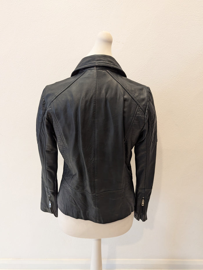 Next Navy Leather Biker Jacket 14