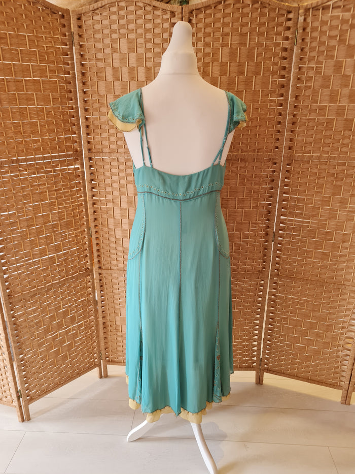 Nocturne teal silk dress 14