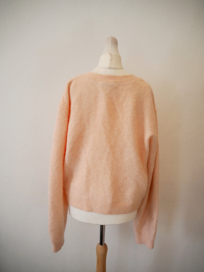 & Other Stories Pink fluffy cardigan L