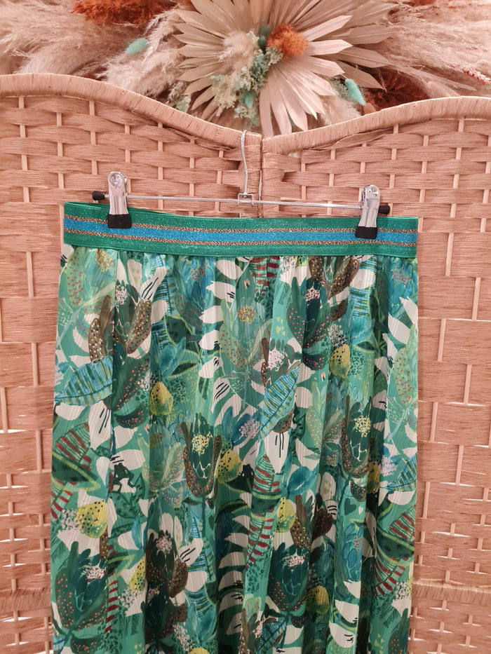 Pom Amsterdam Green Print maxi skirt 10