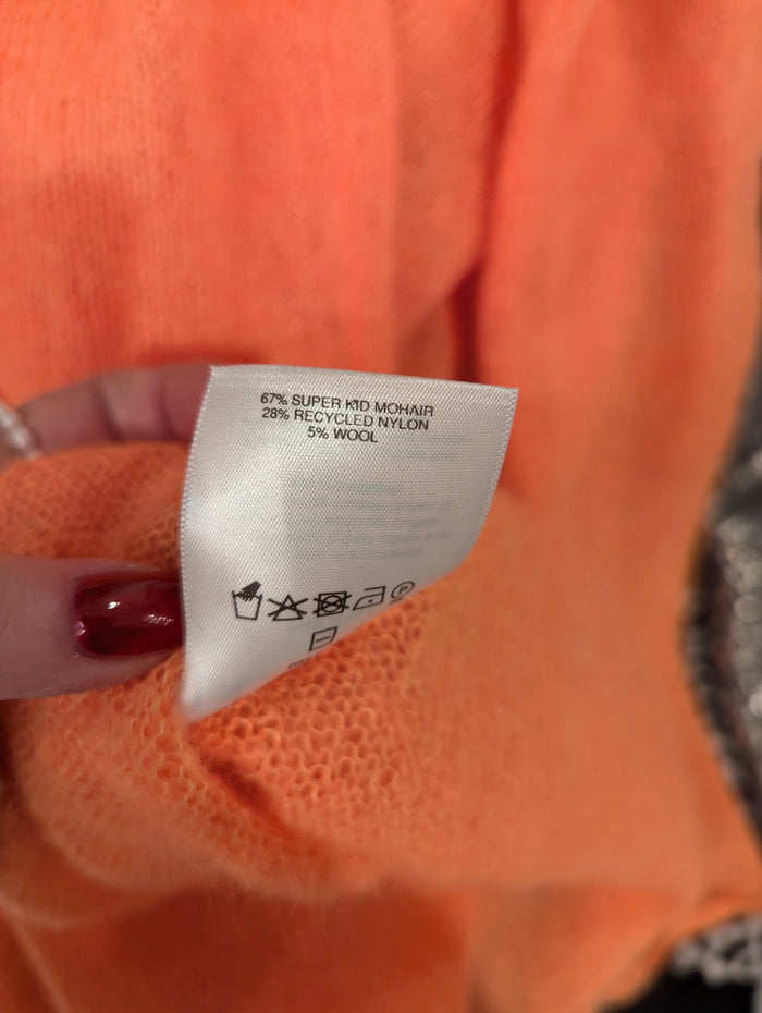 Raey Orange Open Knit Mohair & Wool Blend Knit Small