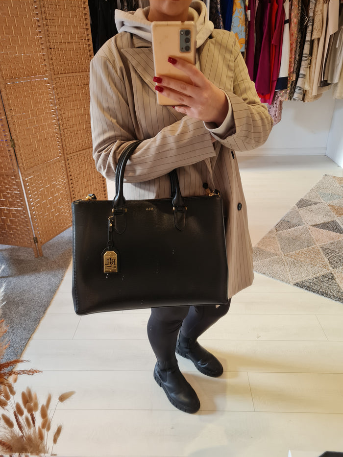 Ralph Lauren black Newbury tote w/ crossbody strap