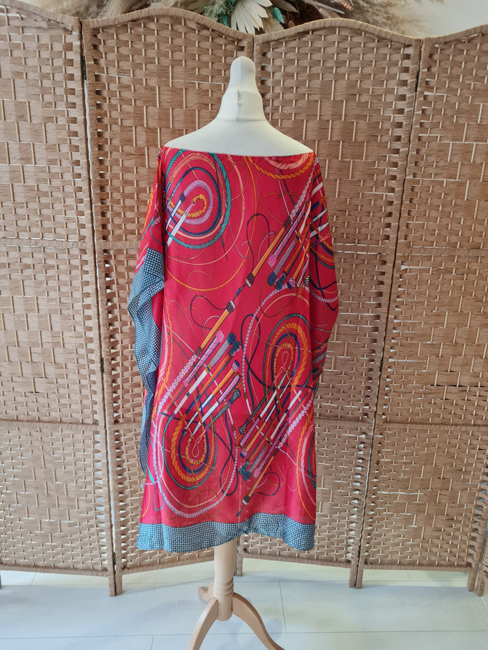 Red Print Kimono One Size