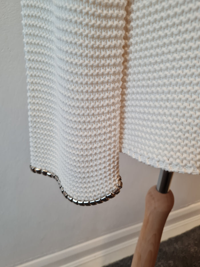 Rick Cardona Cream Embellished Neck Jumper Size 10