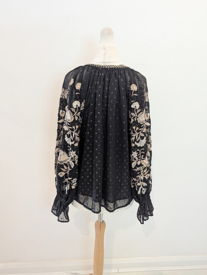 River Island black floral sleeve top 6