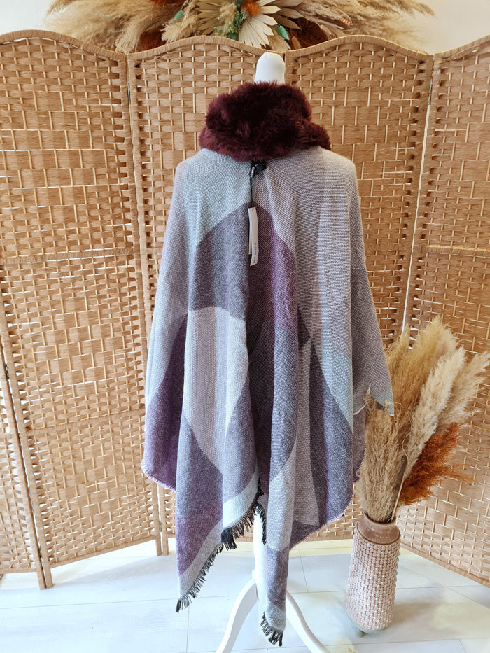 Roman Fur collar cape New