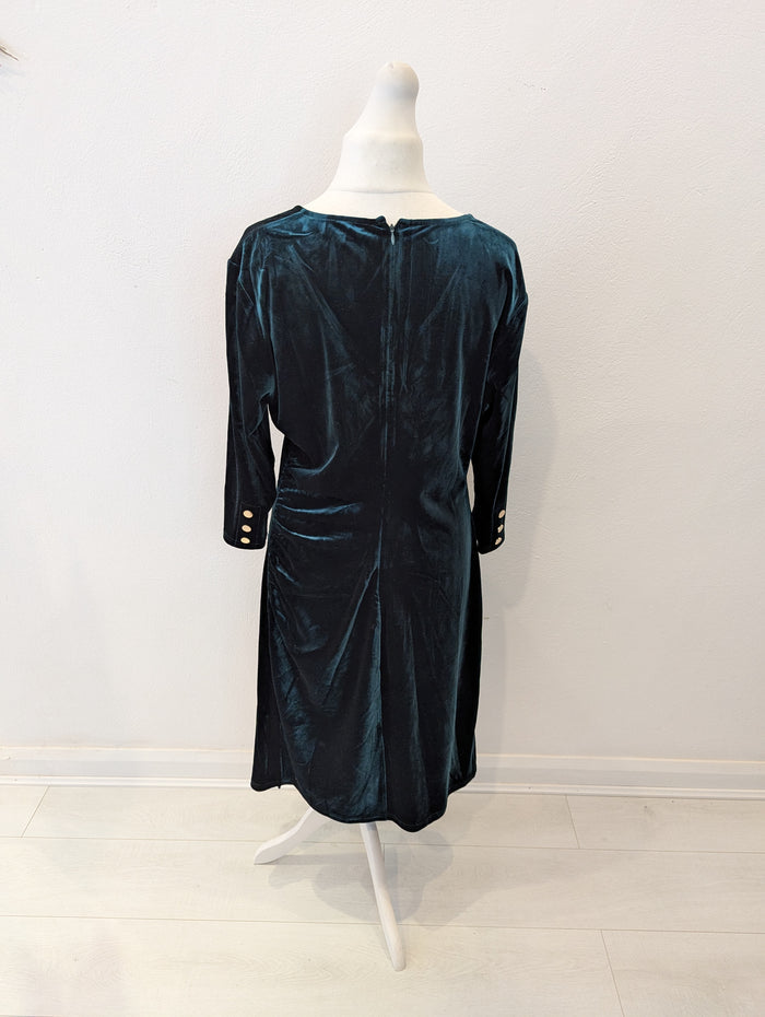 Sosandar Green Velour Dress 18