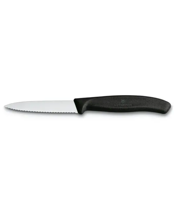 Swiss 4" Serrated Paring Knife, BLACK