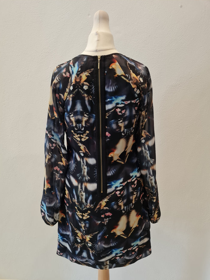 Ted Baker Bird Print Chiffon Mini Dress Size 8