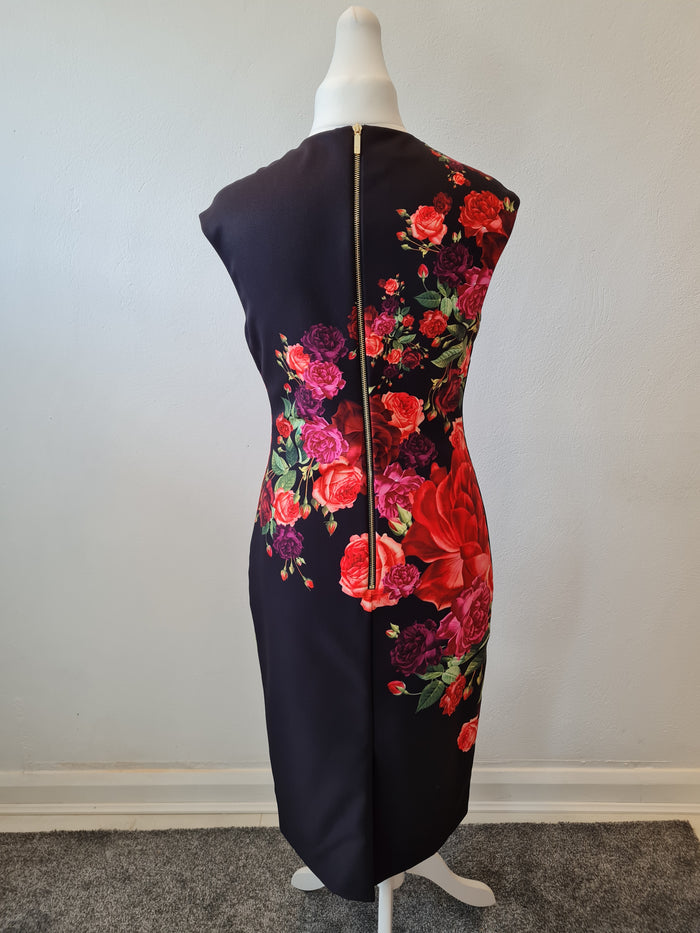 Ted Baker Black/Rose detail dress 12/14