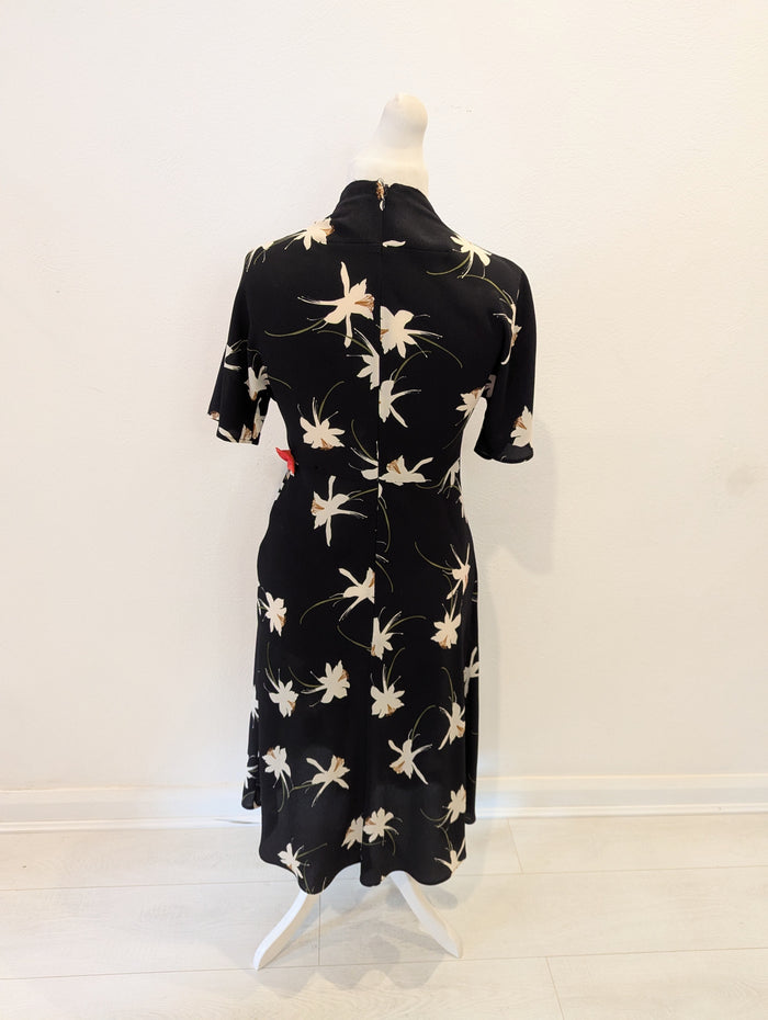 Topshop Black Cream Flower Dress 12