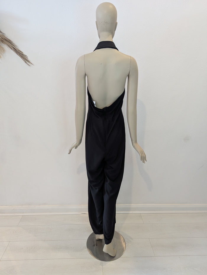 Topshop Black Tuxedo Jumpsuit NWT 12