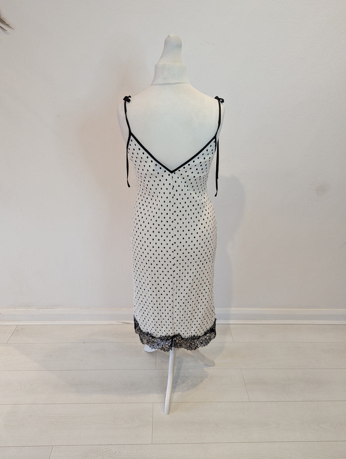 Topshop White Black Dot Dress 10