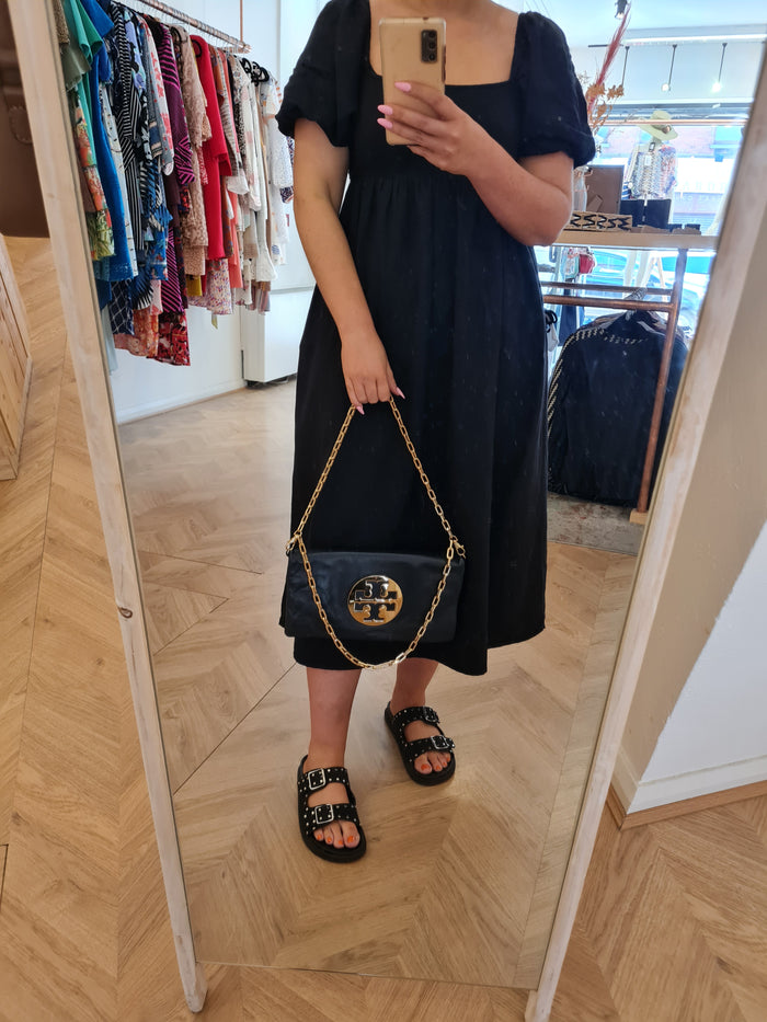 Tory Burch Navy Leather Fold Over Clutch