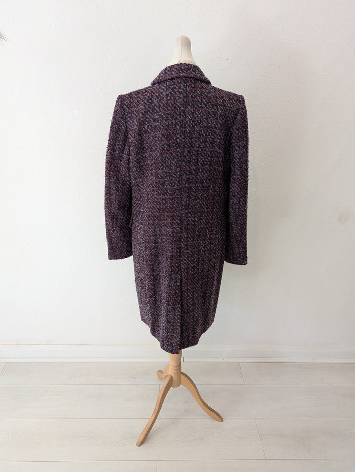 United Colours of Benetton Purple Tweed Coat Size 12 NTW