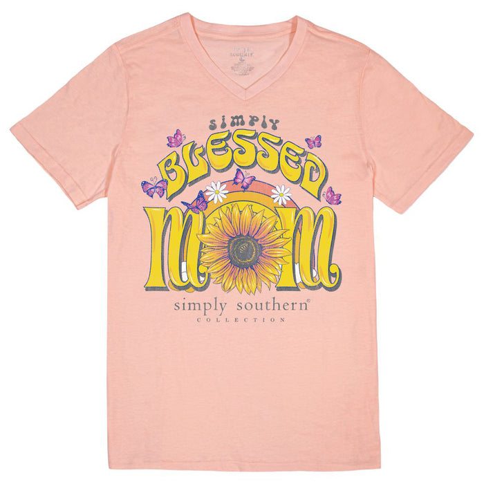 Simply Southern VSS-MOM-SHRIMP Simply Blessed Mom Short Sleeve T-Shirt Front View