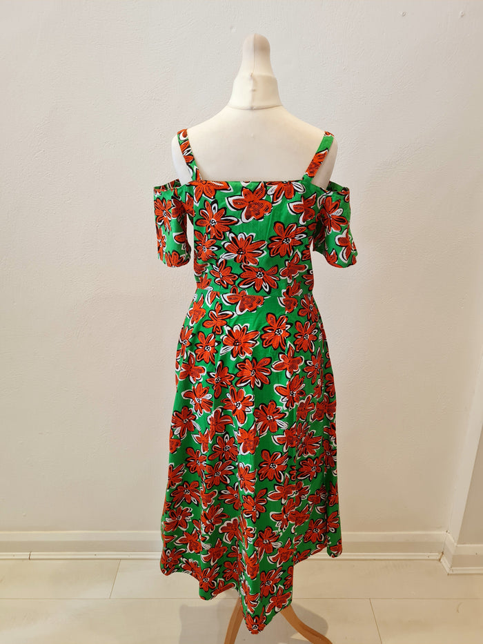Warehouse Green & Orange floral Dress 8