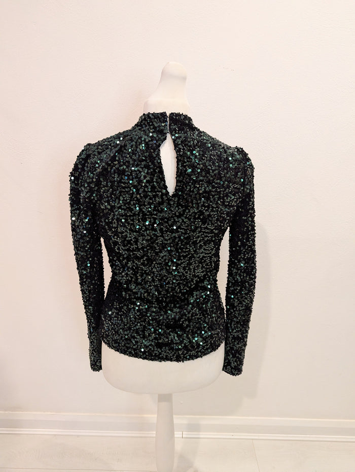 Warehouse Green Sequin Top 12