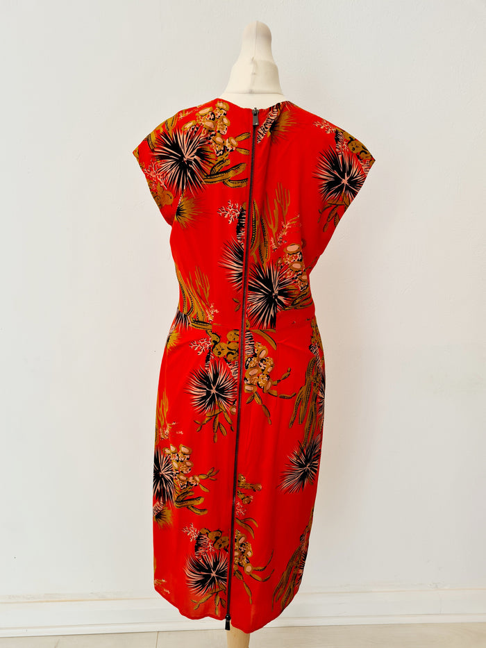 Whistles Coral Floral Zip Back Dress Size 10