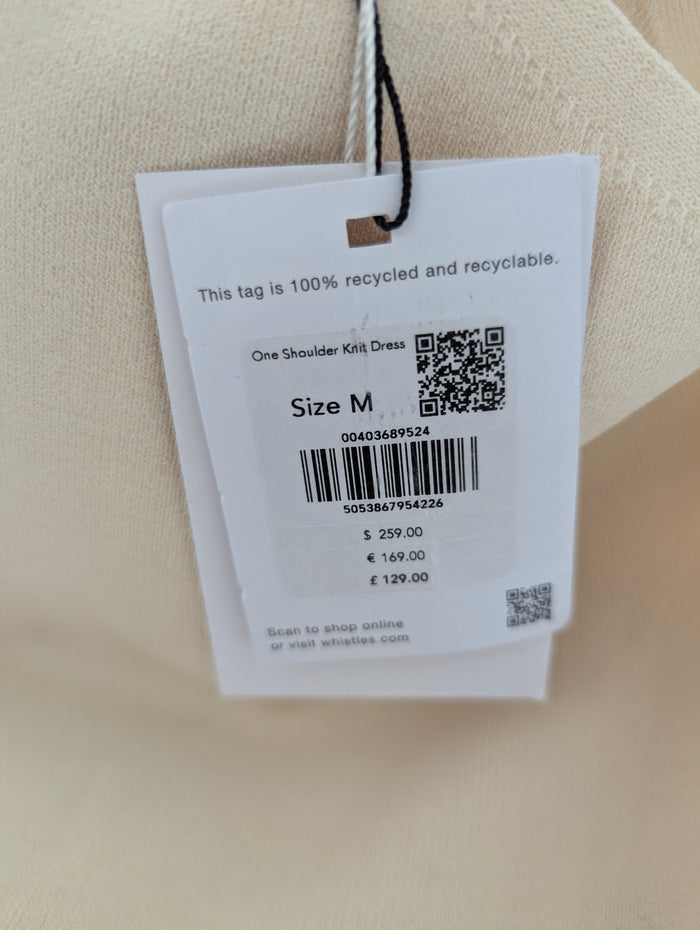 Whistles Cream One shoulder Dress M RRP £129