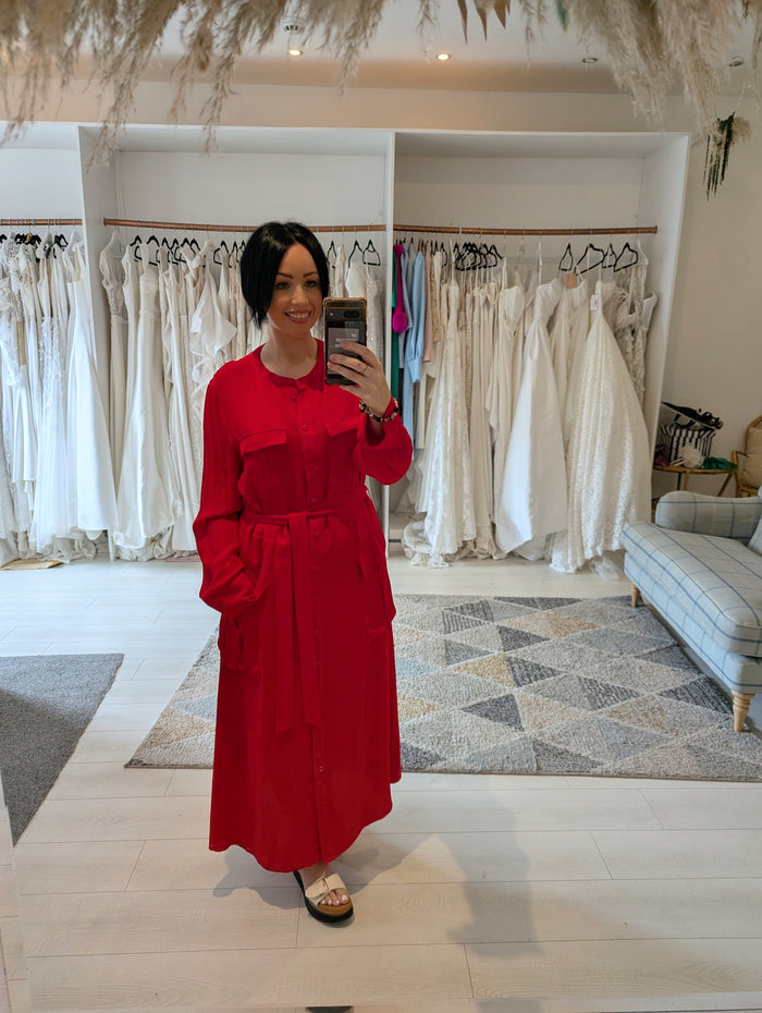 Whistles Red Nia Pocket Dress 16