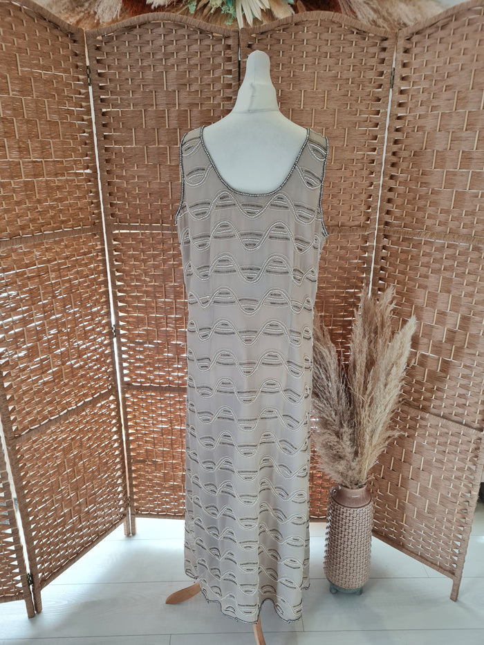Windsmoor Taupe beaded Dress 14 New RRP £229