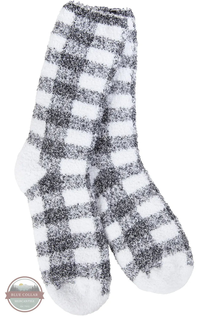 World's Softest WKPFIR-931 Knit Pickin Fireside Crew Socks in Black Check